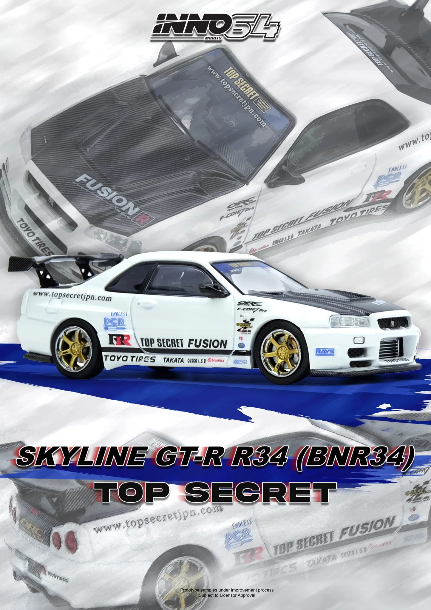 Inno64 Nissan Skyline Top Secret R34 GTR White