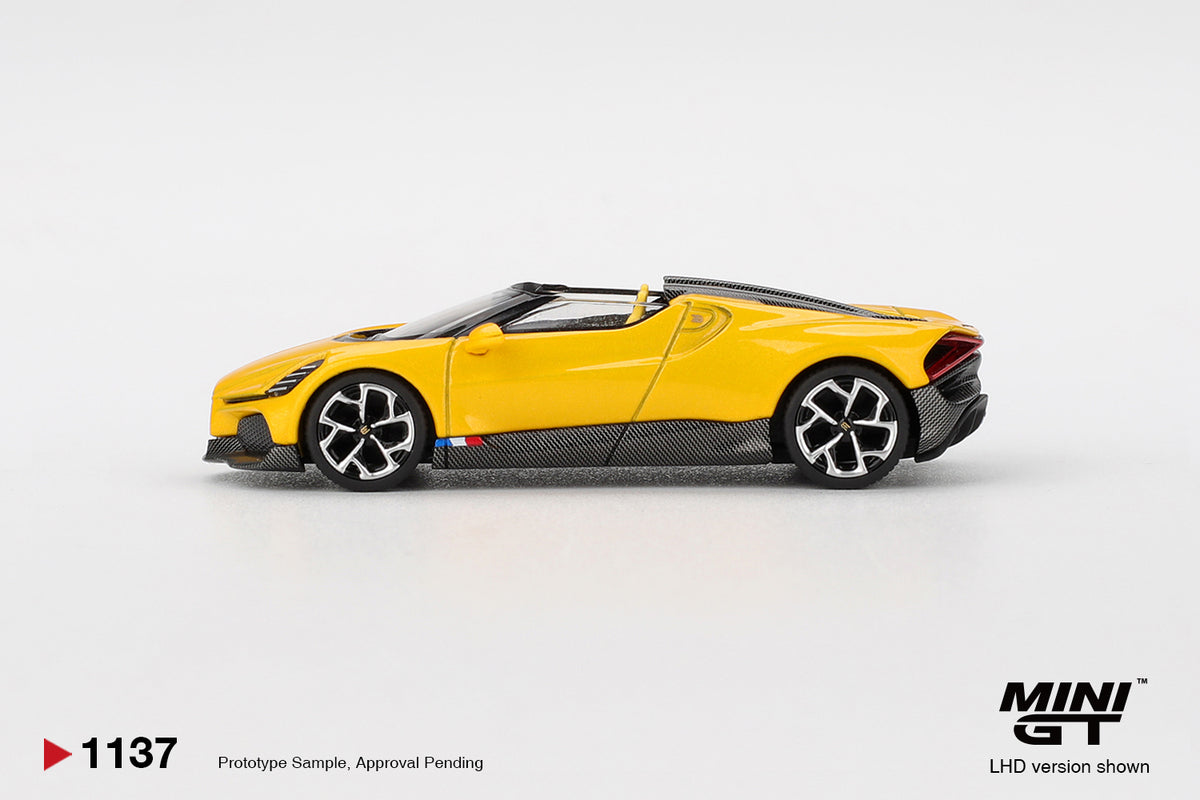 MINI GT 2023 Bugatti W16, Mistral Yellow # 1137