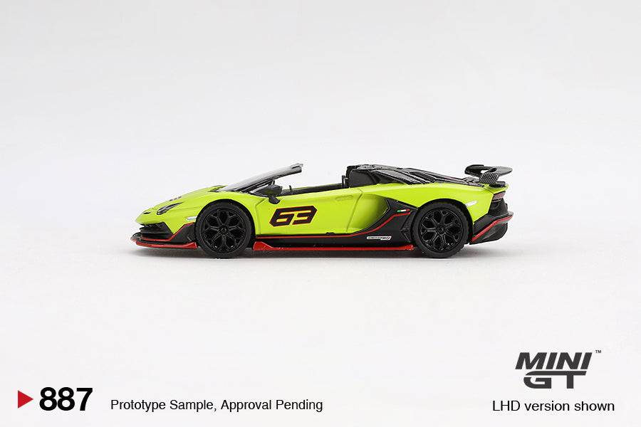 MINI GT LAMBORGHINI AVENTADOR SVJ 63 ROADSTER VERDE SHOCK 2022 # 887