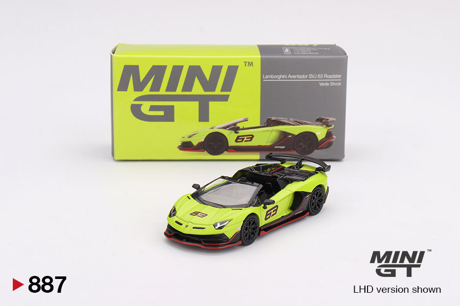 MINI GT LAMBORGHINI AVENTADOR SVJ 63 ROADSTER VERDE SHOCK 2022 # 887