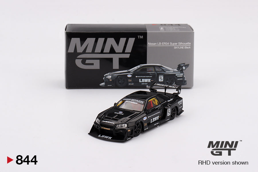 MINI GT NISSAN SKYLINE R34 NISSAN LB-ER34 SUPER SILHOUETTE SKYLINE BLACK 2024 # 844