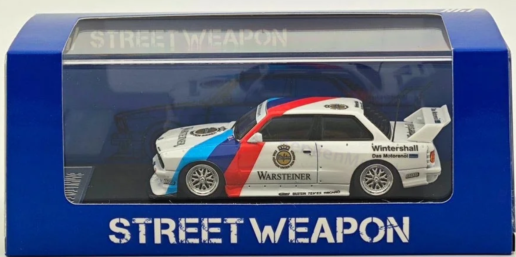 Street Weapon 1/64 BMW LTO E30 Warsteiner White Blue Red STW208