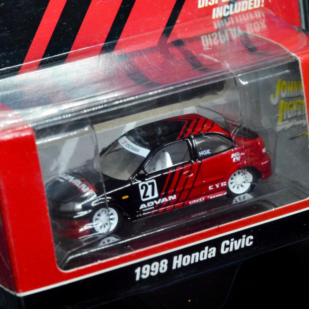Johnny Lightning Honda Civic Advan Yokohama Rojo y Negro 1/64