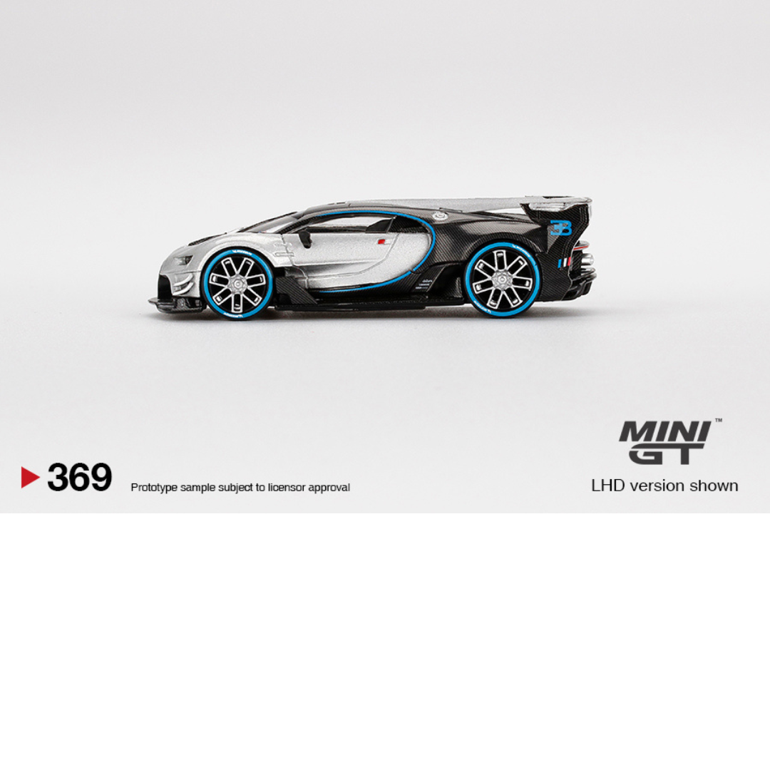 MINI GT Bugatti Vision Gran Turismo Plata # 369 * Pieza antigua dificil de conseguir