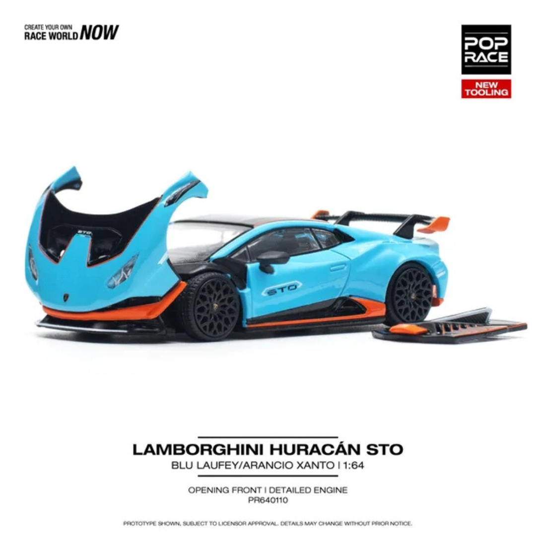 POP RACE Lamborghini Huracan Sto Blue Laufey/Arancio Xantos *** Desmontable
