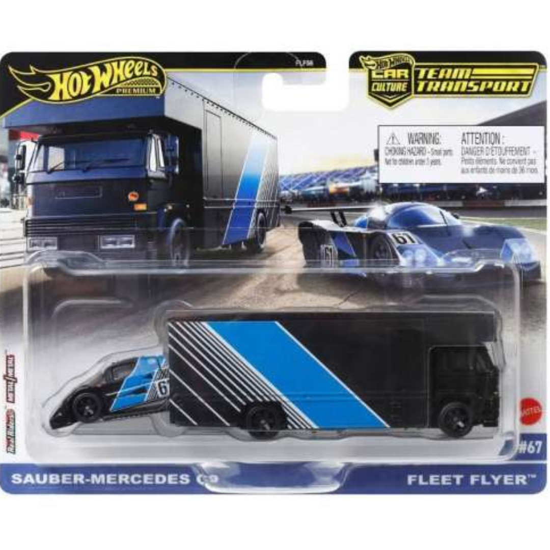 Hot Wheels Premium Team Transport Fleet Flyer Truck & Sauber Mercedes C9 #67