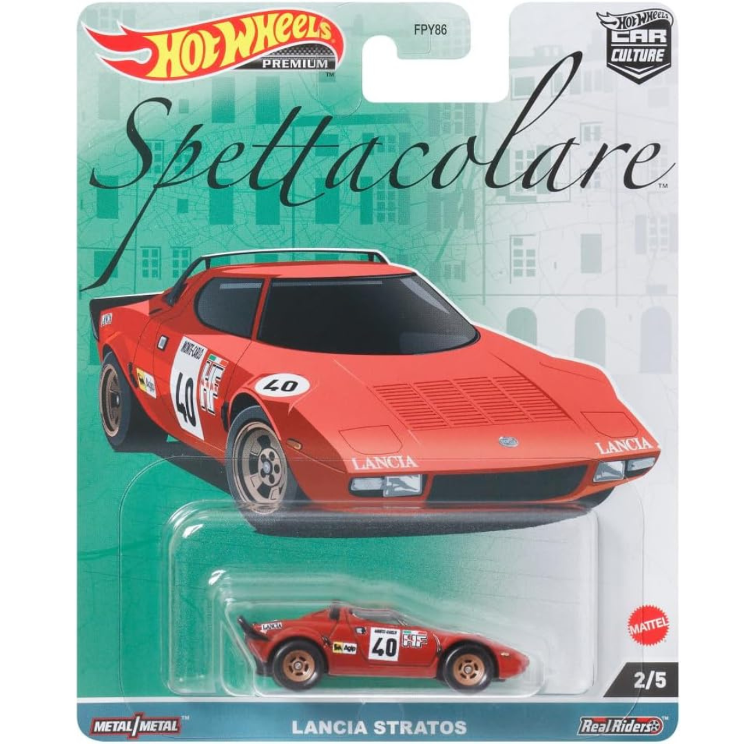 Hot Wheels Premium Lancia Stratos #40 *Che Fiagata (Italian Cars)* Car Culture series, rojo HKC49