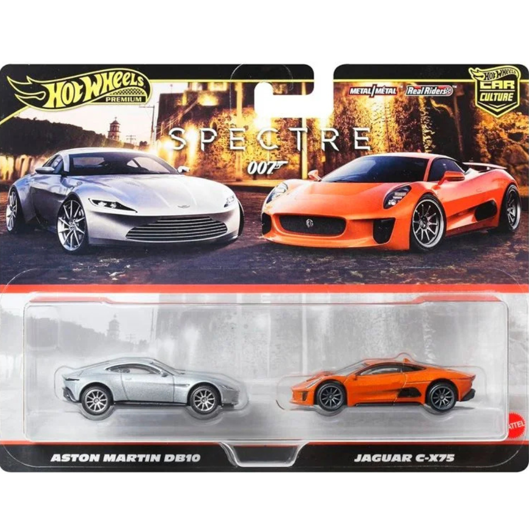 Hot Wheels Premium Pack 2 duo Aston Martin DB10 & Jaguar C-X75 - PELICULA SPECTRE¨ 007 ¨ MISION IMPOSIBLE JAMES BOND