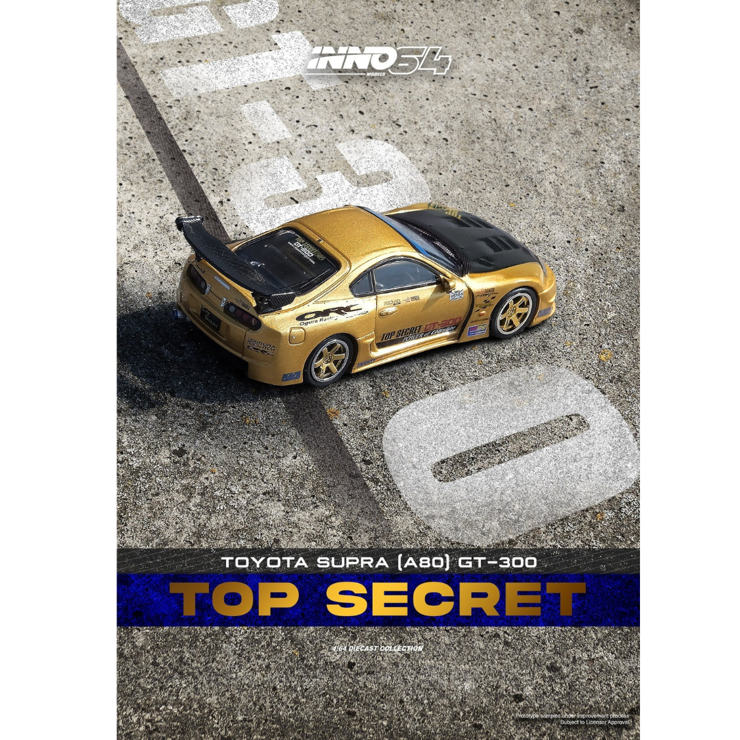 Inno64 Toyota Supra A80 GT300 Top Secret De * Smokey Nagata * Gold 1/64