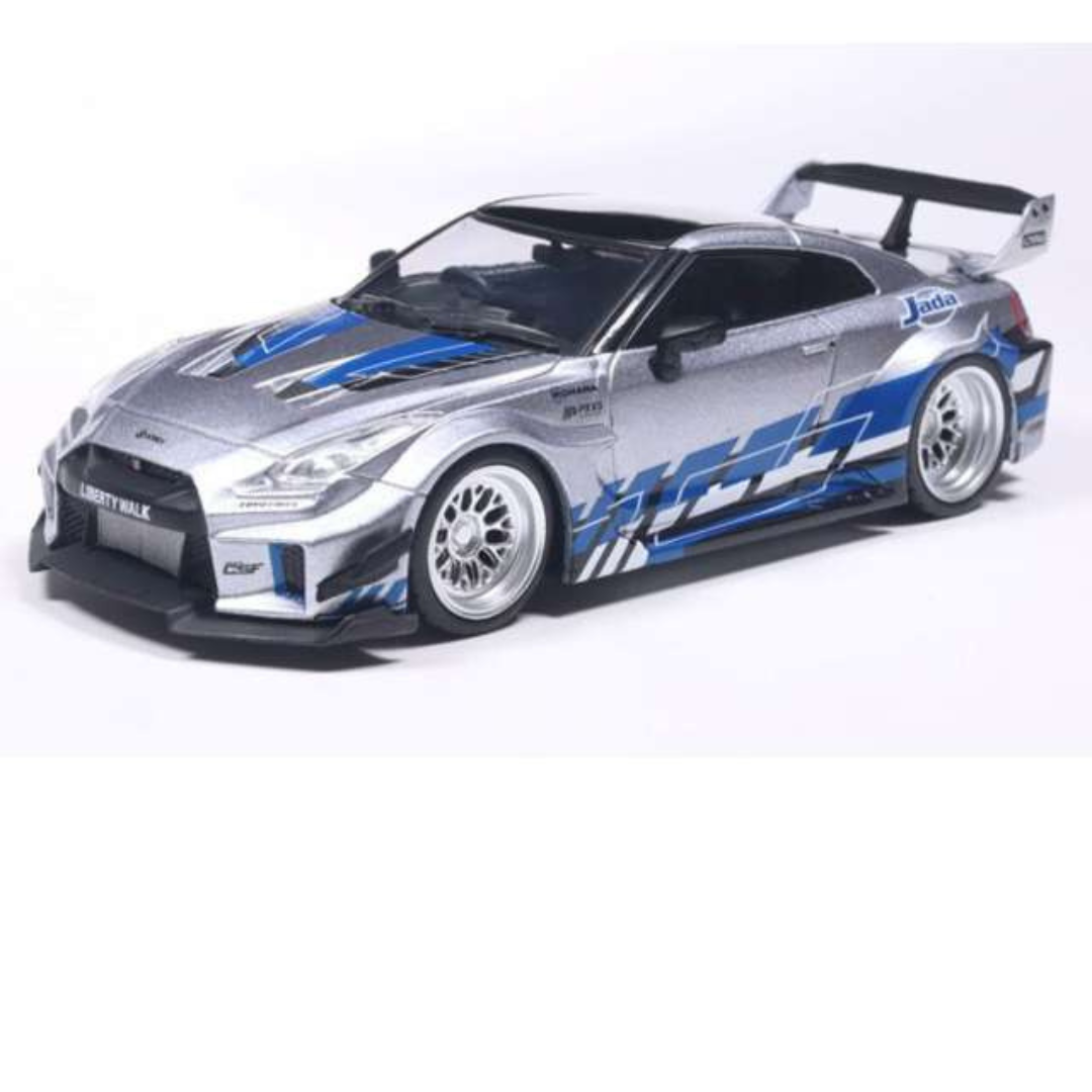 Solido 1/43 2020 Nissan GTR R35 Liberty Walk Silhouette Silver / Blue soli4311211