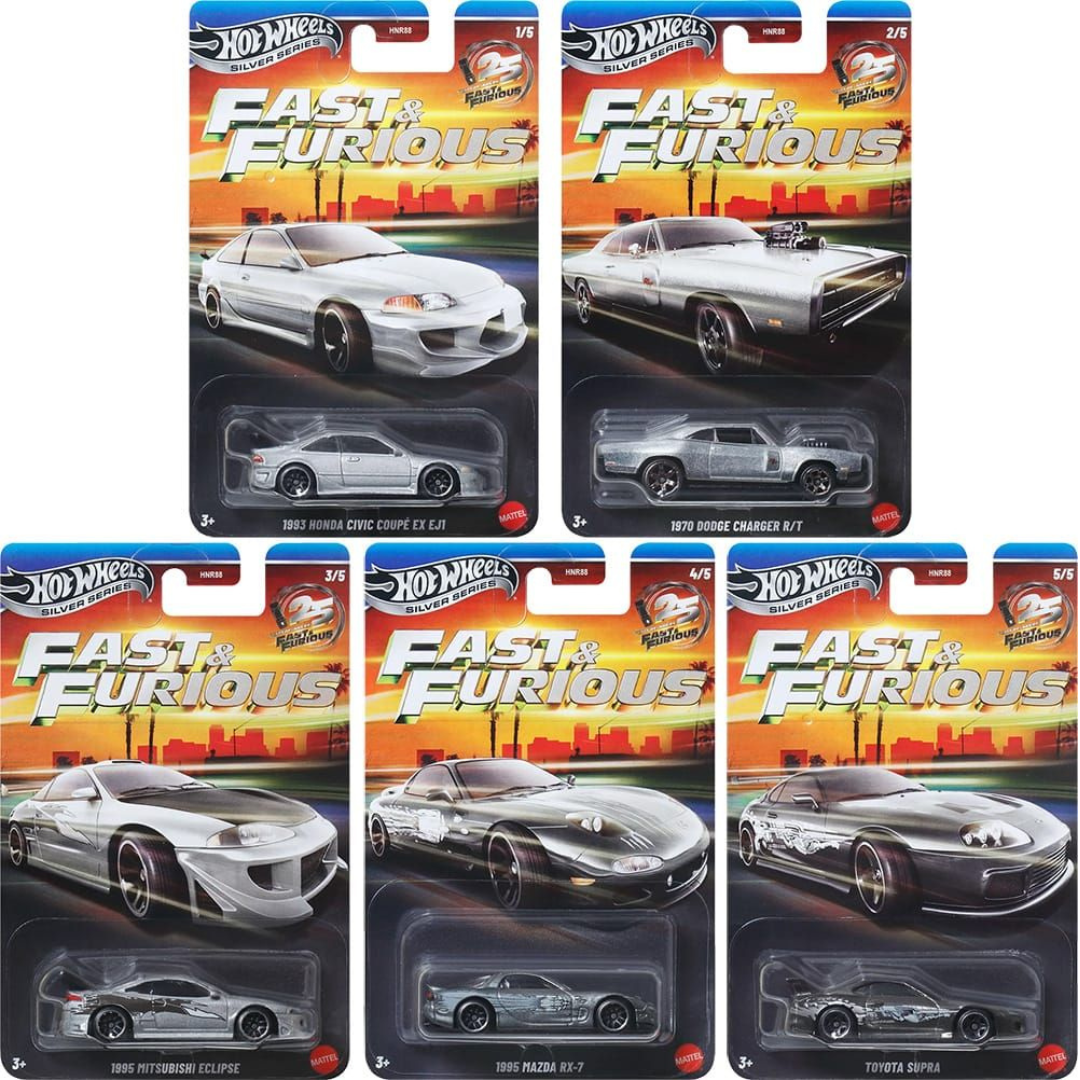 Hot Wheels Silver Series Fast and Furious 25º Aniversario Serie Completa Zamac Ref 88-G