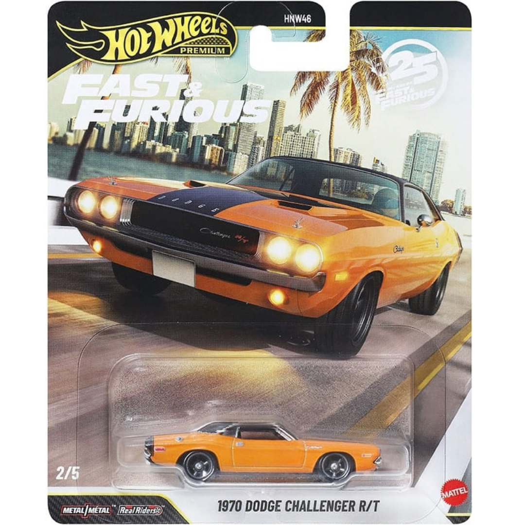 Hot Wheels Premium 25º Aniversario 1970 Dodge Challenger R/T Fast & the Furious (Copia)