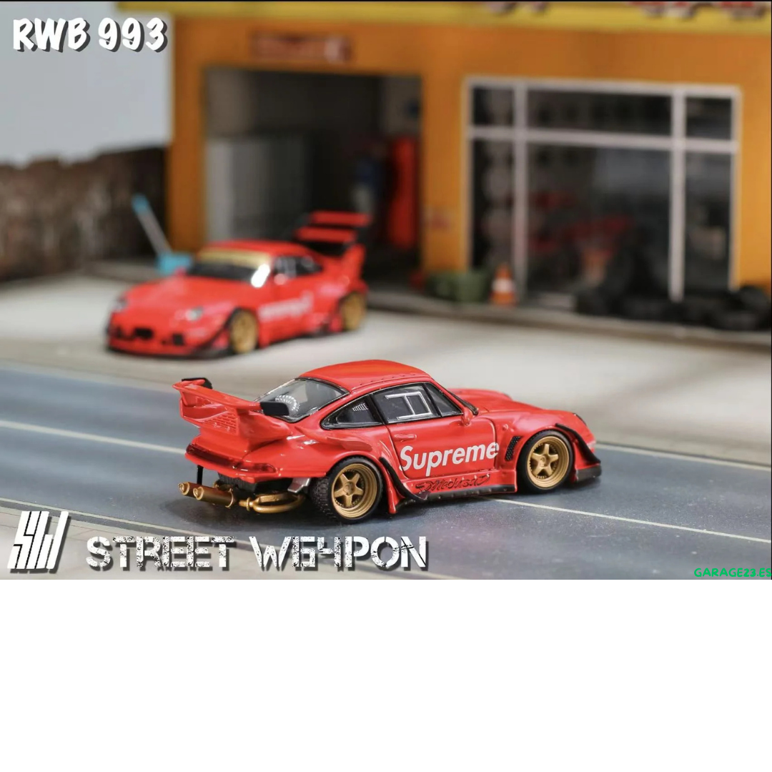 Street Weapon Porsche RWB 993 Supreme Low Tail- Rojo 1/64