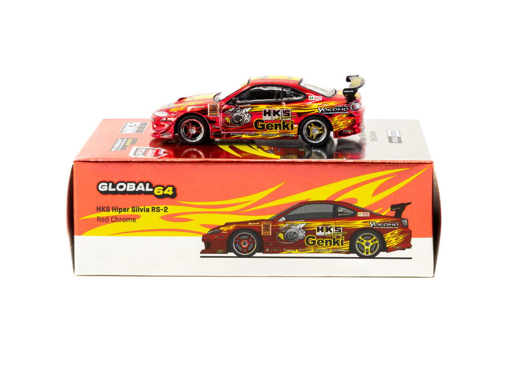 Tarmac Works 1/64 HKS Hiper Silvia RS-2 Rojo Cromo - PIEZA ESPECIAL Salón del Automóvil de Tokio 2025 - GLOBAL64 * Posibilidad de CHASE GRIS