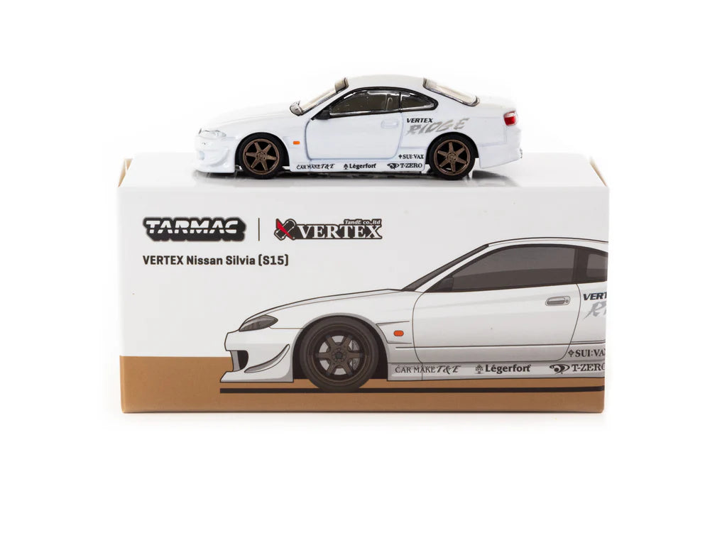 *Version Blister* Tarmac Works Nissan Silvia S15 VERTEX blanco metalizado, escala 1/64, Tarmac Works - EDICIÓN ESPECIAL LAMLEY - GLOBAL64