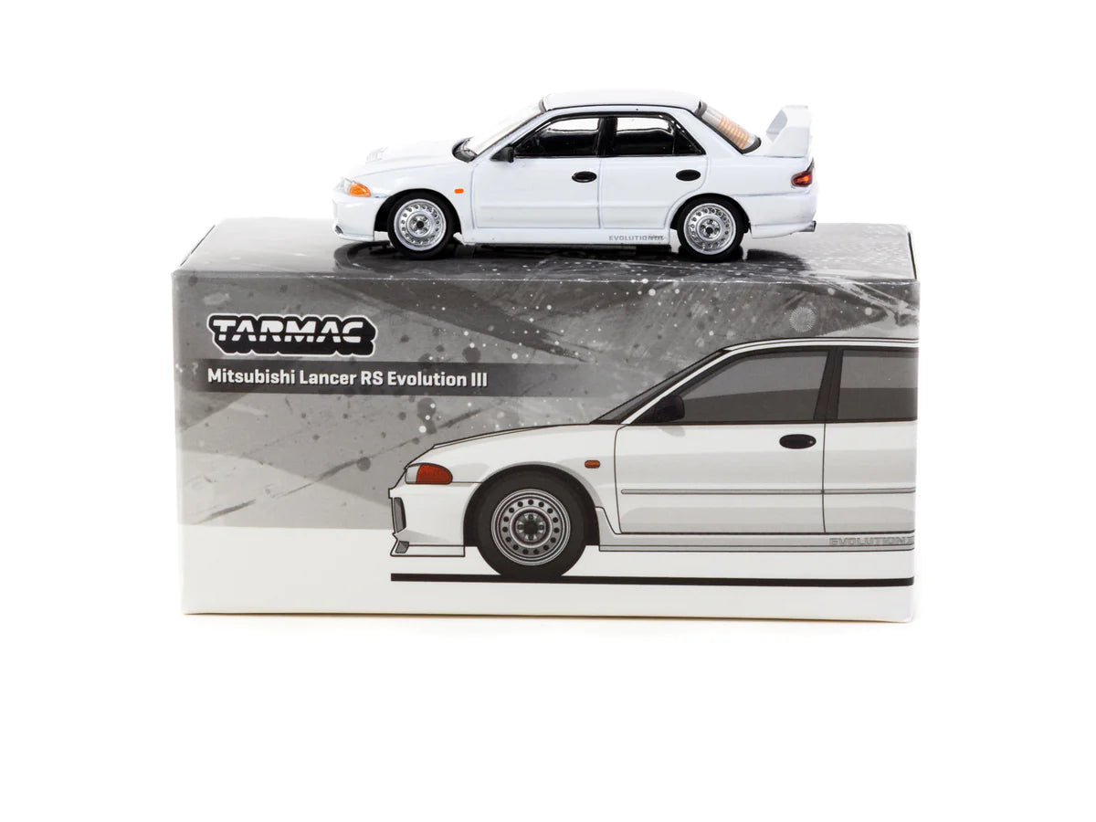 Tarmac Works 1/64 Mitsubishi Lancer RS Evolution III blanco - Edición especial Lamley - Tarmac Works GLOBAL64