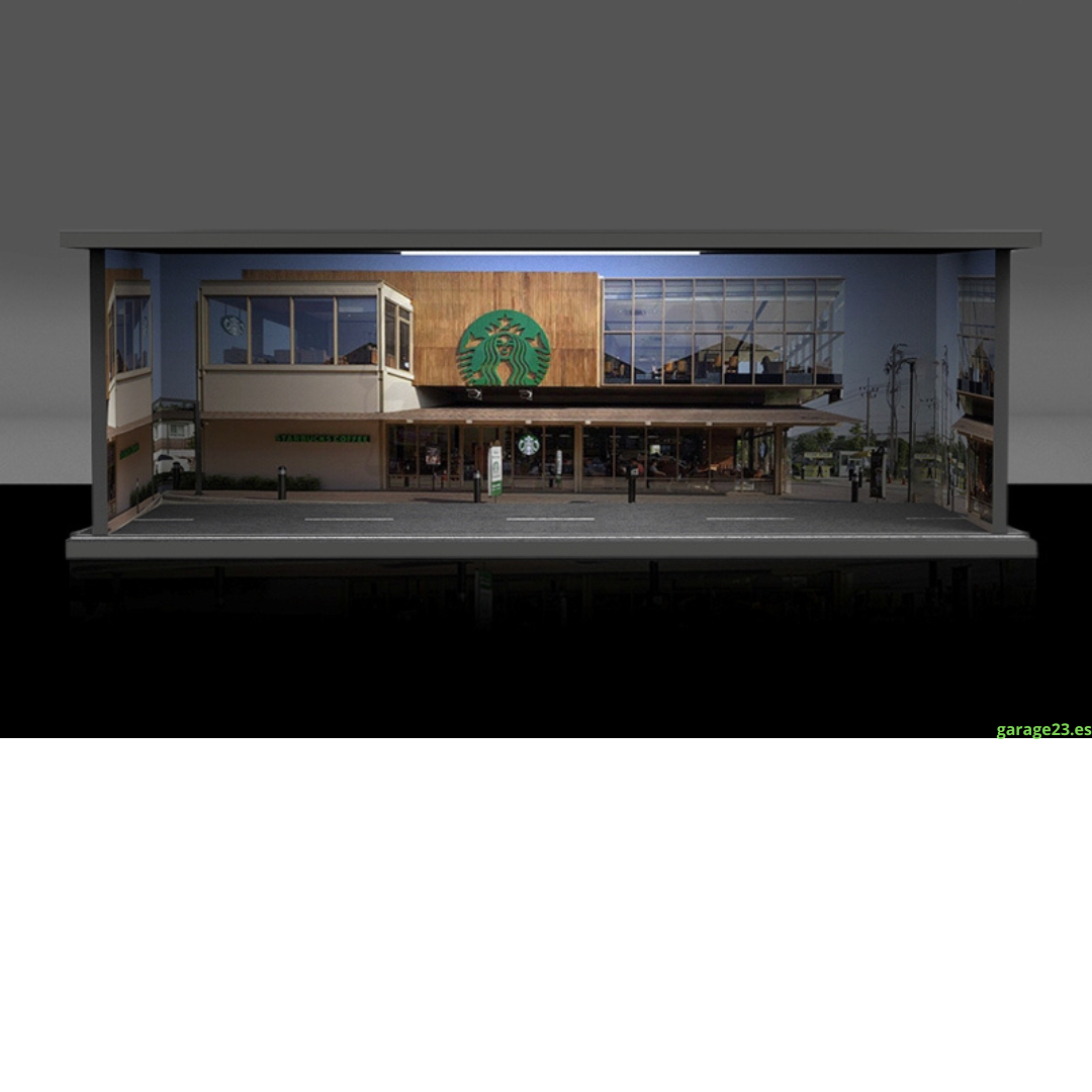 Black Box Diorama Garaje Parking Starbucks Brown Con Luz 1.64 MO914902