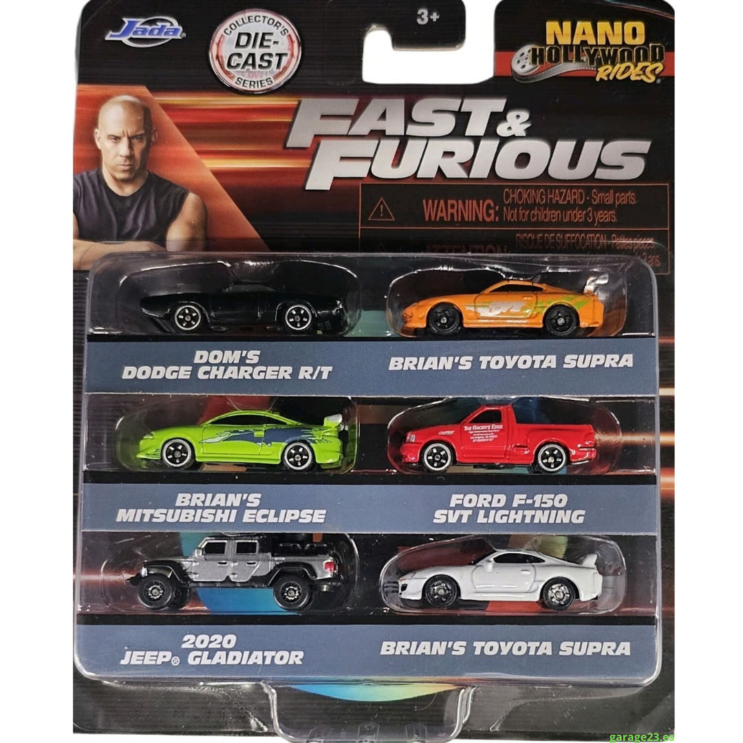 Jada Nano Hollywood Paquete de 6 nanocoches de Rápidos y Furiosos