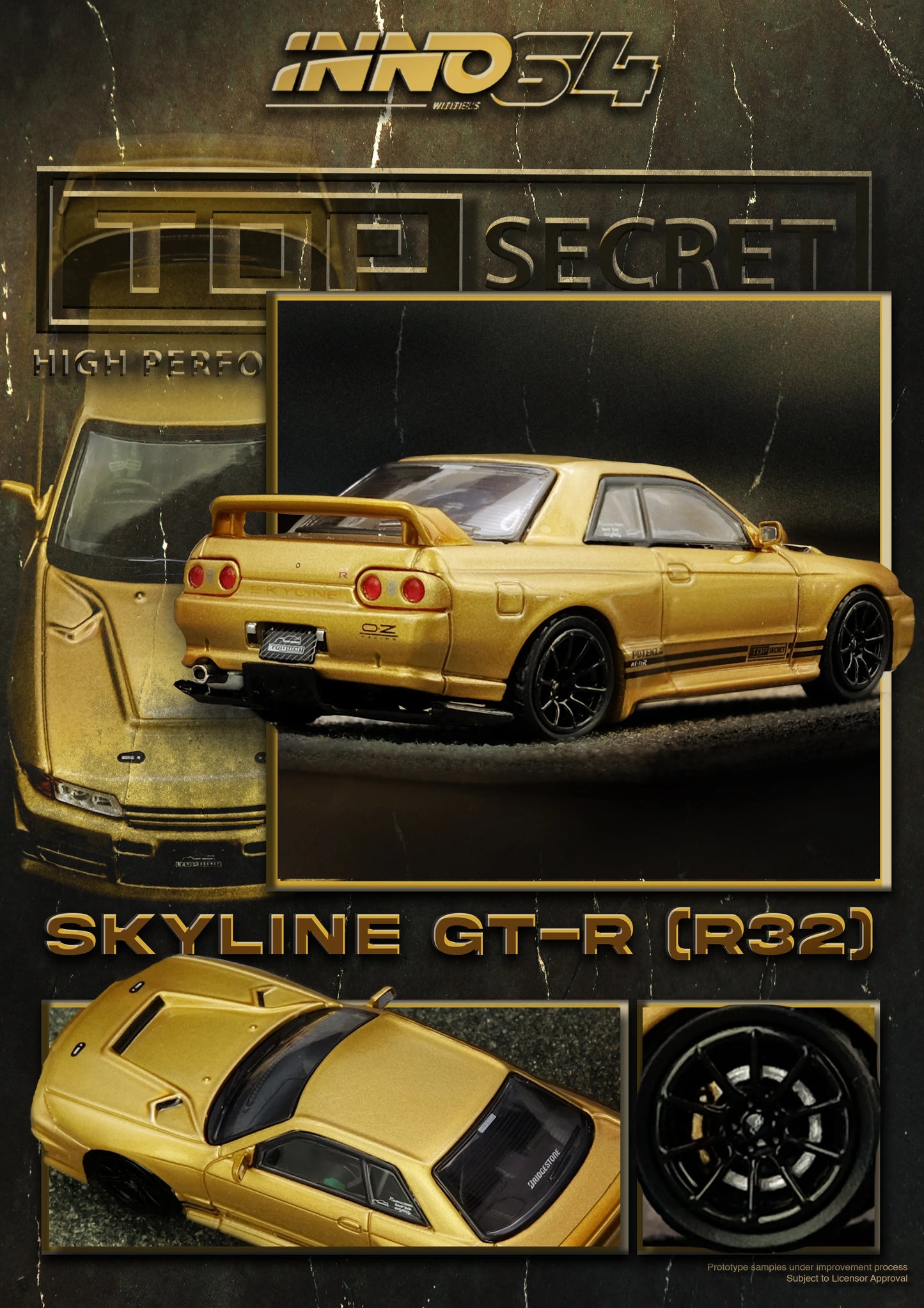 Inno64 Top Secret Nissan Skyline GTR R32 BNR32 Gold 650R