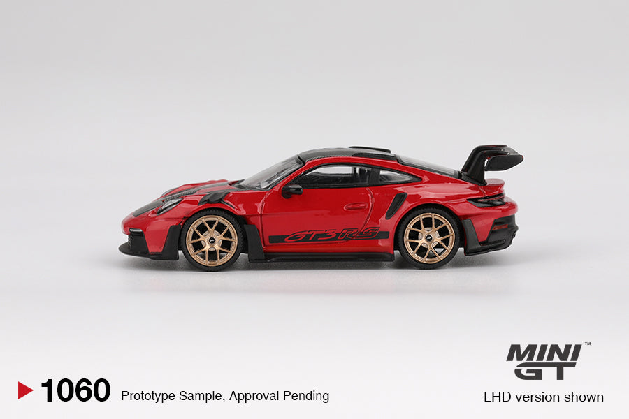 MINI GT PORSCHE 911 (992) GT3 RS GUARDS RED WEISSACH PACKAGE 2022 # 1060
