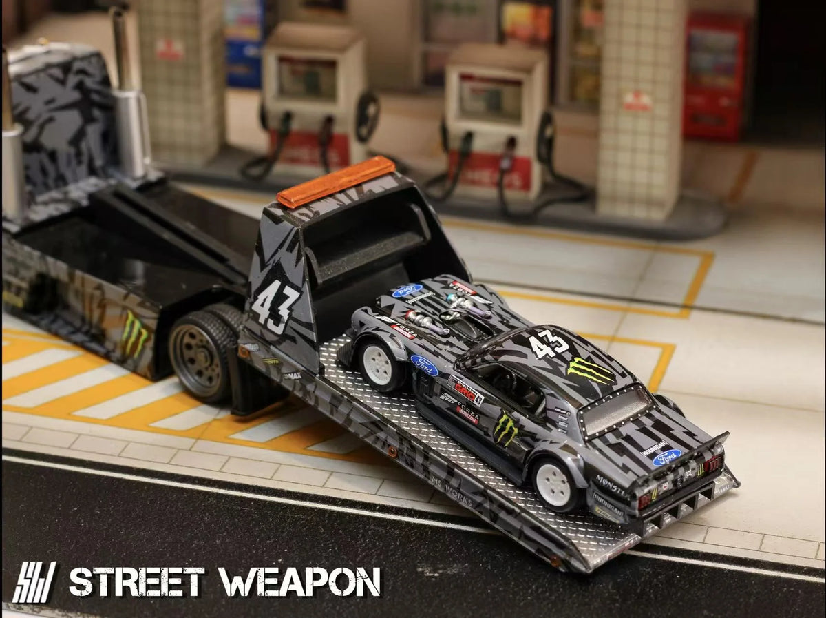 Street Weapon 1/64 Ford Mustang MONSTER black Green STW217