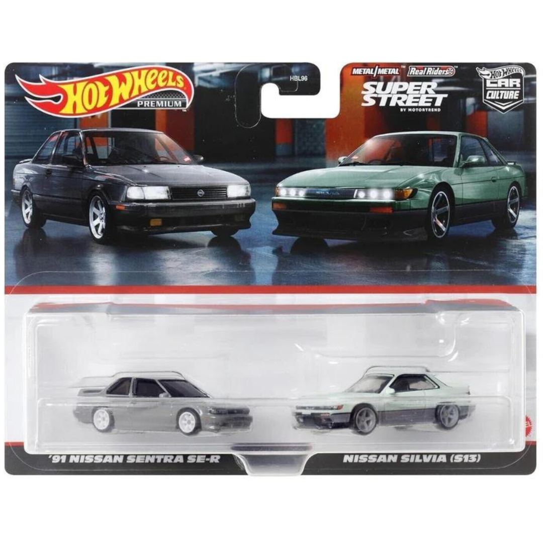 Pack 2 dúo Hot Wheels Premium Nissan Sentra Nissan Silvia S13 hwmvHBL96-979K