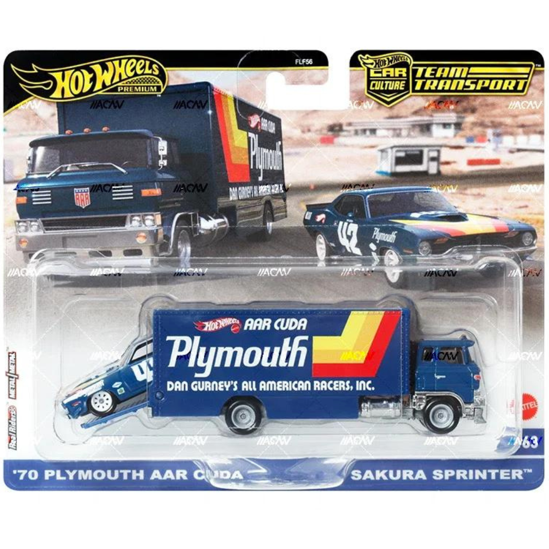 %%% Hot Wheels Premium Team Transport Plymouth AAR Cuda Sakura Sprinter