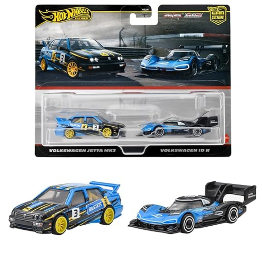 Pack 2 dúo Hot Wheels Premium Volkswagen Jetta MK3 Volkswagen ID R