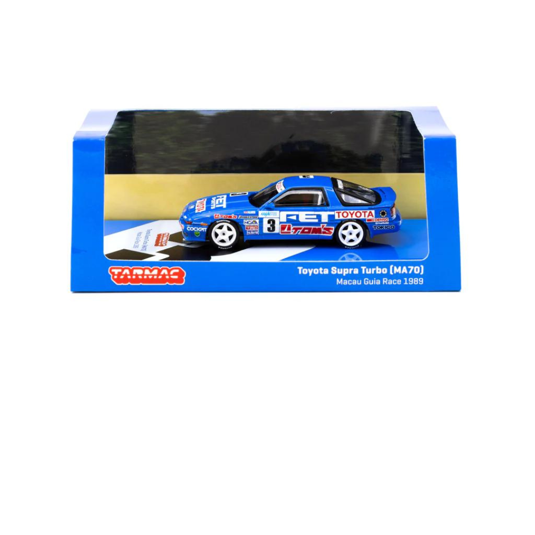 %%% ULTIMA UNIDAD !! Toyota Supra Turbo (MA70) de Tarmac Works a escala 1/64, Macau Guia Race 1989 n.º 3: edición especial del GP de Macao 2023 - HOBBY64