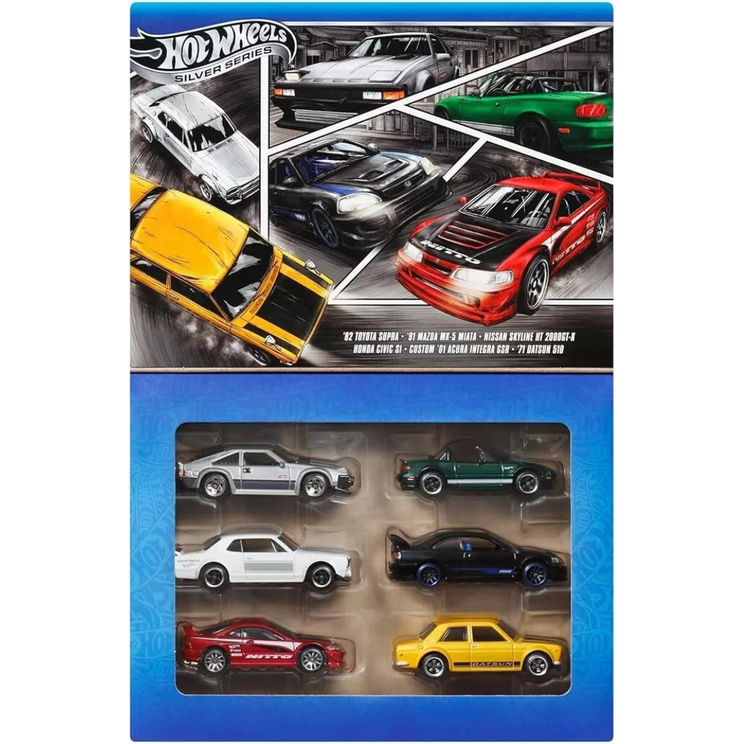 %%% Hot Wheels Serie Silver Japan Theme 6 pack Embalaje Deluxe Basicos JBY77
