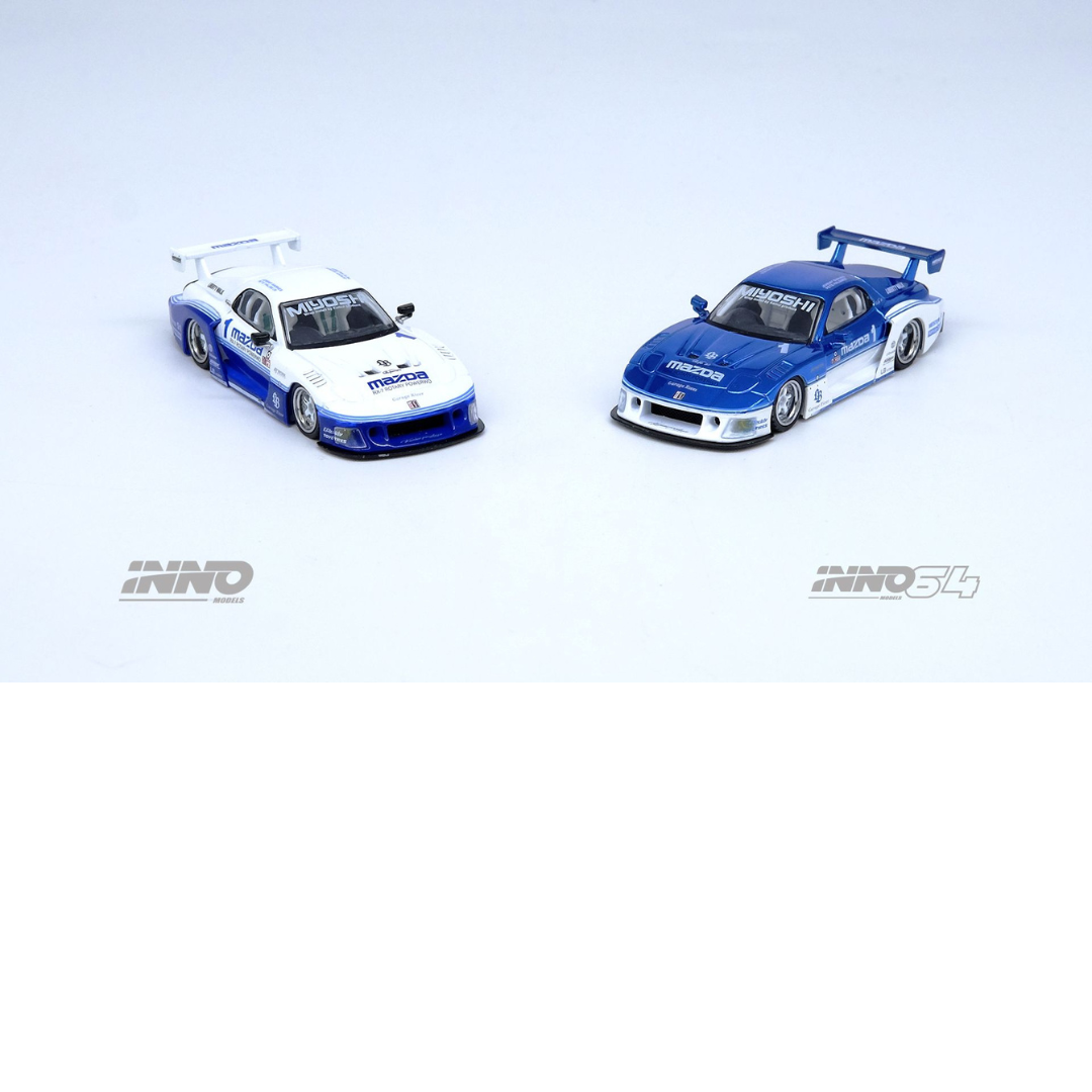 Inno 64 1/64 LBWK Mazda RX7 FD3S LB Super Silhouette Blanco y Azul