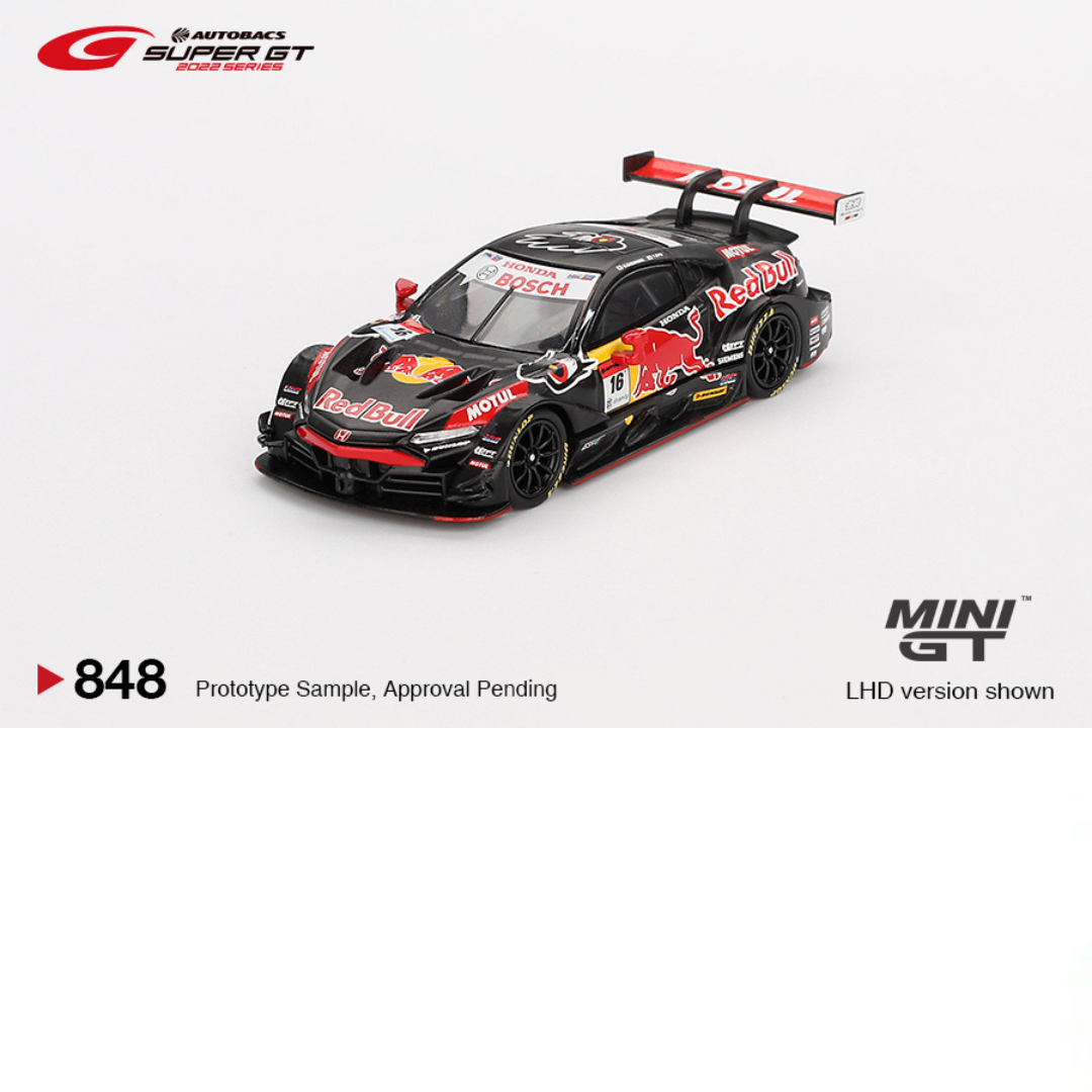 SUPER MINI GT *VERSION BLISTER* Honda NSX REDBULL GT "TYPE S" GT500 #16 MOTUL MUGEN NSX-GT EQUIPO Red Bull MUGEN SERIE SUPER GT 2022 # 848