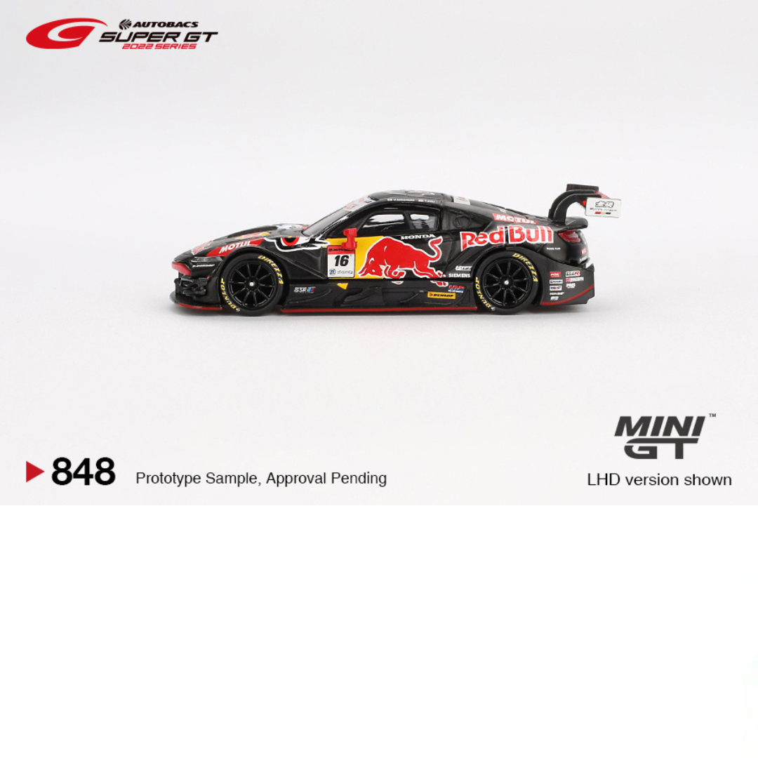 SUPER MINI GT *VERSION BLISTER* Honda NSX REDBULL GT "TYPE S" GT500 #16 MOTUL MUGEN NSX-GT EQUIPO Red Bull MUGEN SERIE SUPER GT 2022 # 848