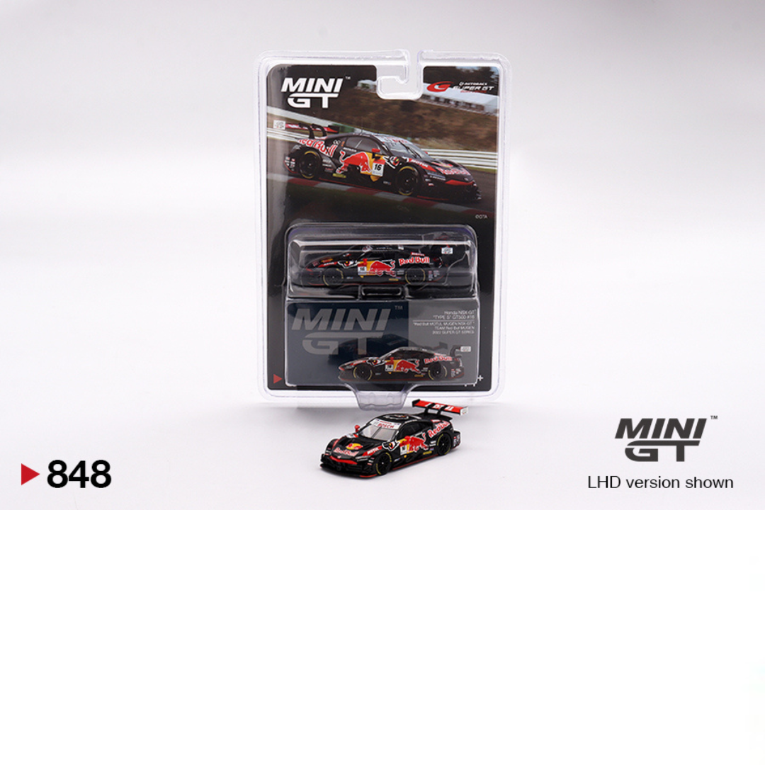 SUPER MINI GT *VERSION BLISTER* Honda NSX REDBULL GT "TYPE S" GT500 #16 MOTUL MUGEN NSX-GT EQUIPO Red Bull MUGEN SERIE SUPER GT 2022 # 848