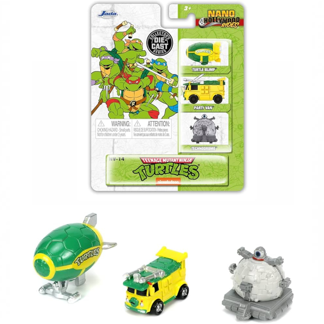Jada Nano Pack Tortugas Ninja Turtles Diecast Party Van, Turtle Blimp Tecnodrome 4cm