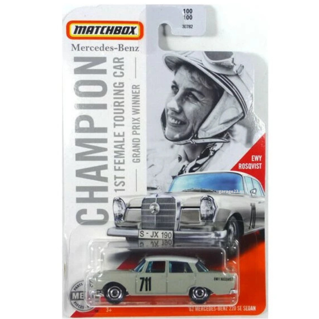 Matchbox 1.64 Mercedes Benz 220S SE #711 Ewy Rosqvist Champion 1st Female Touring Car