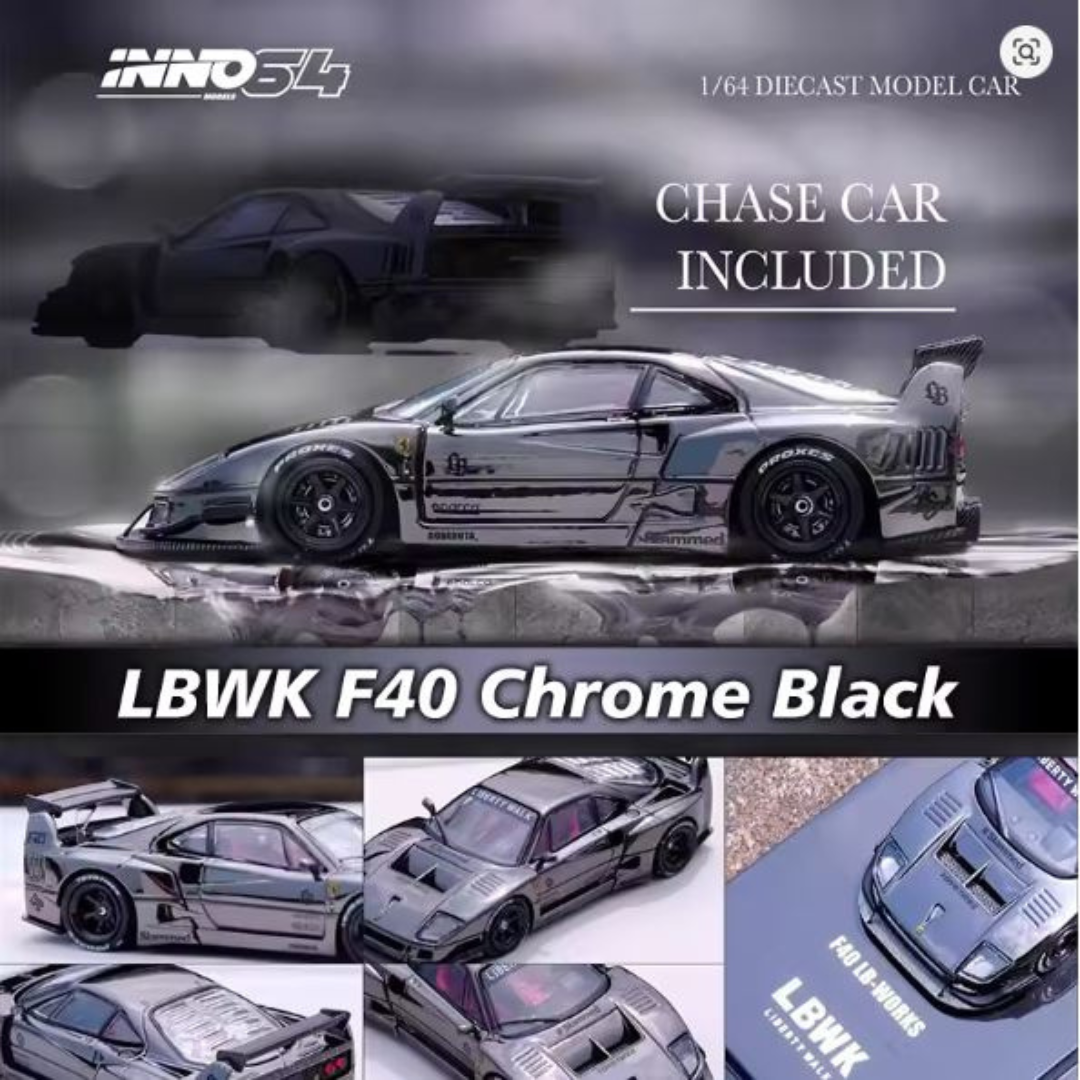 Inno64 Ferrari F40 Negro Cromado LBWK 1.64