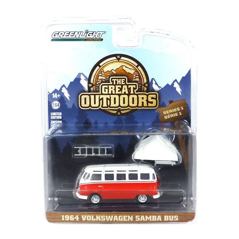Volkswagen t1 Samba Bus con tienda de campaña (1964) Greenlight 1/64