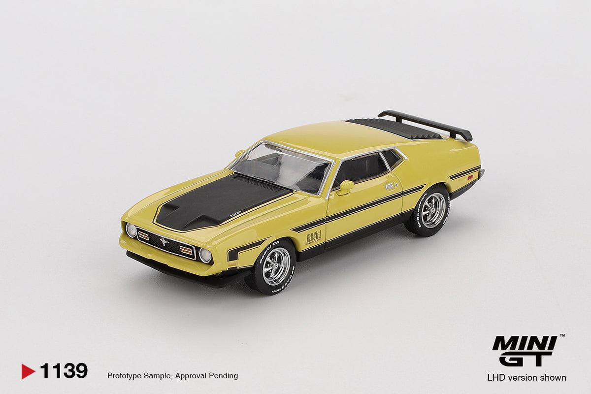 MINI GT 1971 Ford Mustang Mach 1 Grabber Yellow # 1139
