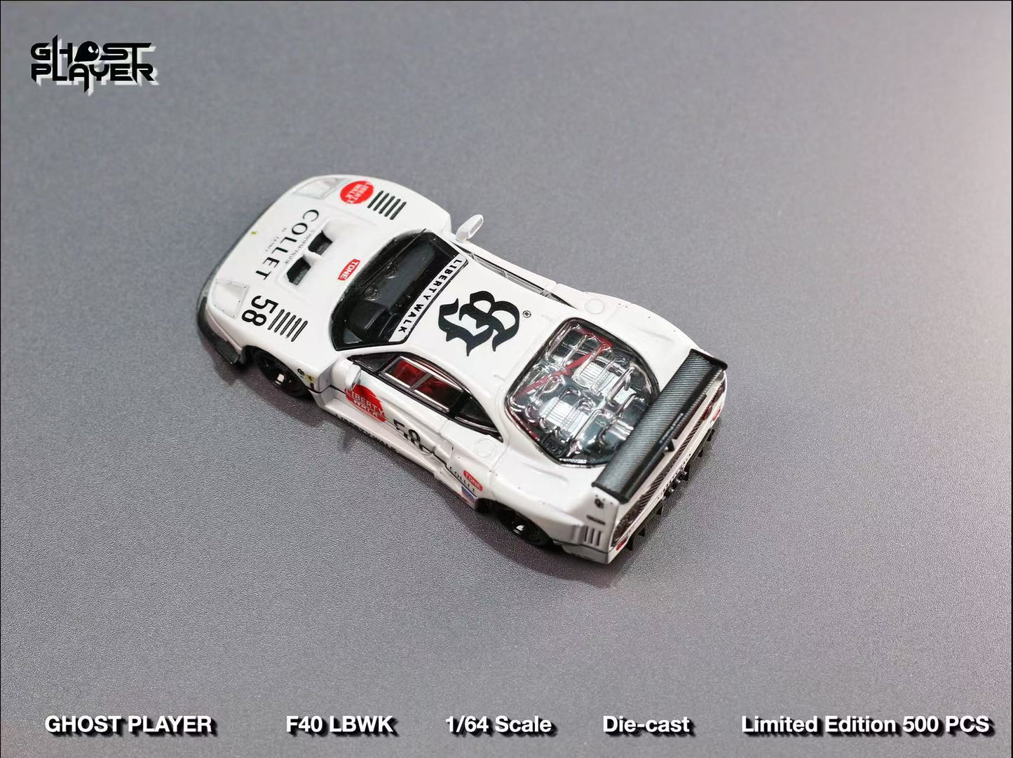 Street Weapon 1/64 Ghost Player - Ferrari F40 LBWK #58 White STW209