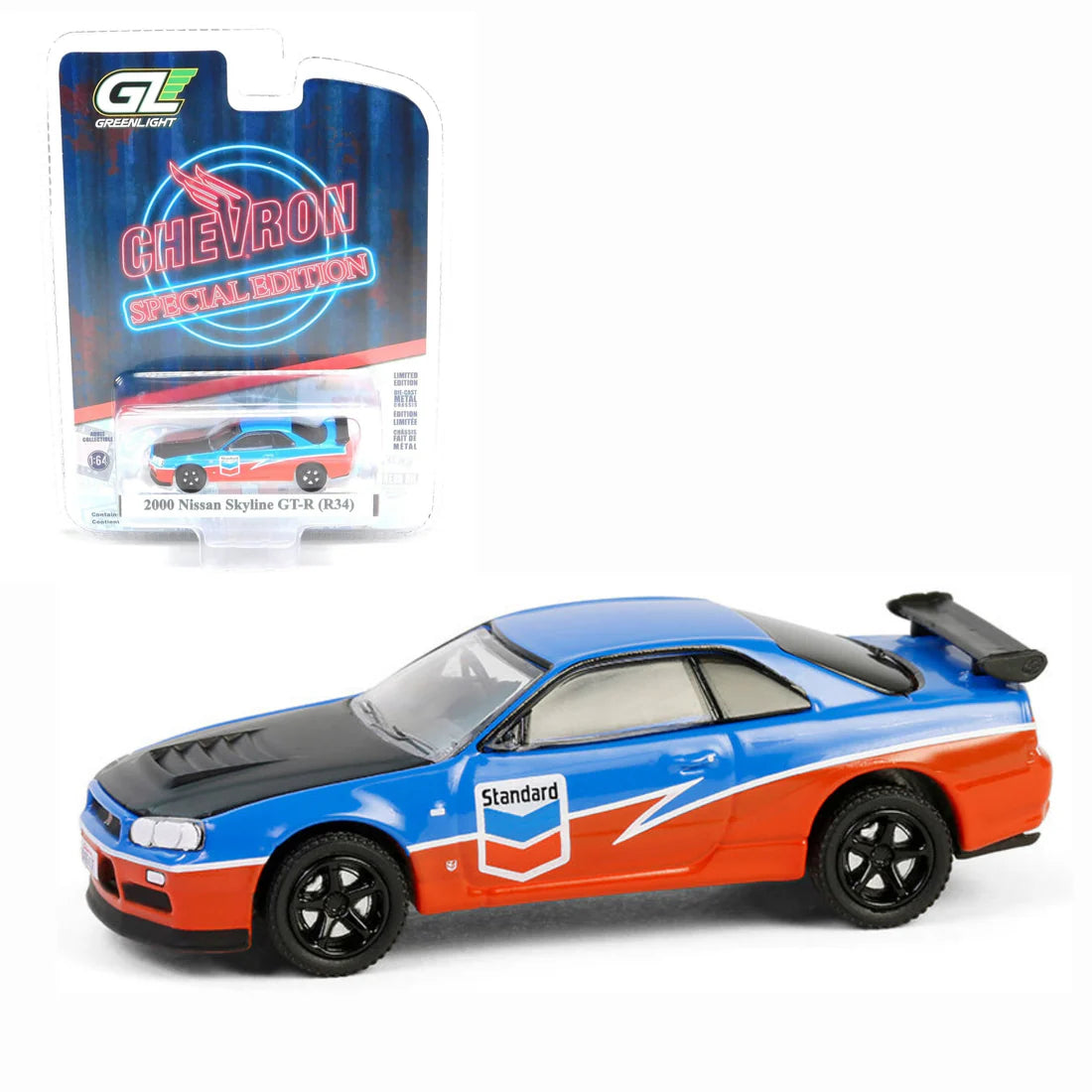 Greenlight 1/64 Nissan Skyline GTR R34 2000 CHEVRON Edición Especial
