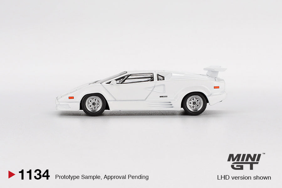 MINI GT LAMBORGHINI COUNTACH 25TH ANNIVERSARY WHITE 1989 # 1134