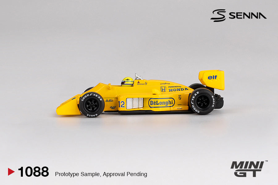 MINI GT Lotus 99T #12 Ayrton Senna, ganador del Gran Premio de Mónaco de 1987 # 1088