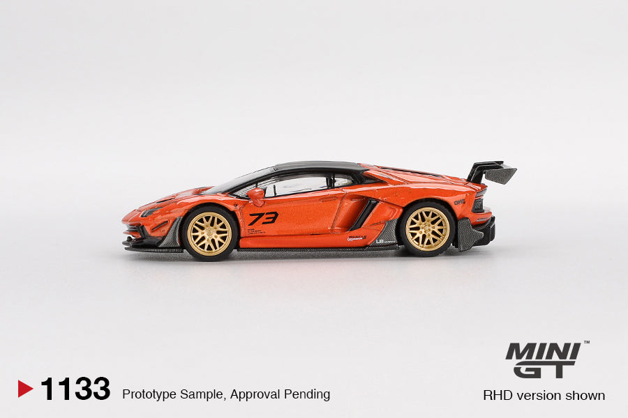 *** LLEGADA FINALES DE SEPTIEMBRE 2026 ***  MINI GT LAMBORGHINI AVENTADOR LB- WORKS LIMITED EDITION ORANGE MDX 2025 # 1133
