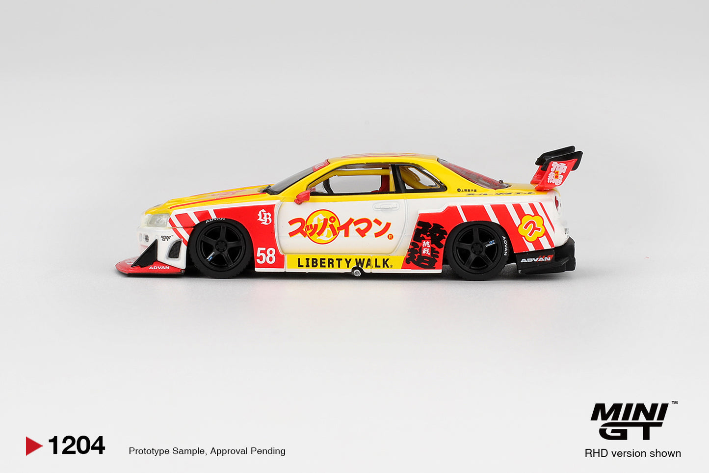 MINI GT 1:64 NISSAN GTR R34 LB SUPER SILHOUETTE SKYLINE SUPPAIMAN OKINAWA 2025 # 1204