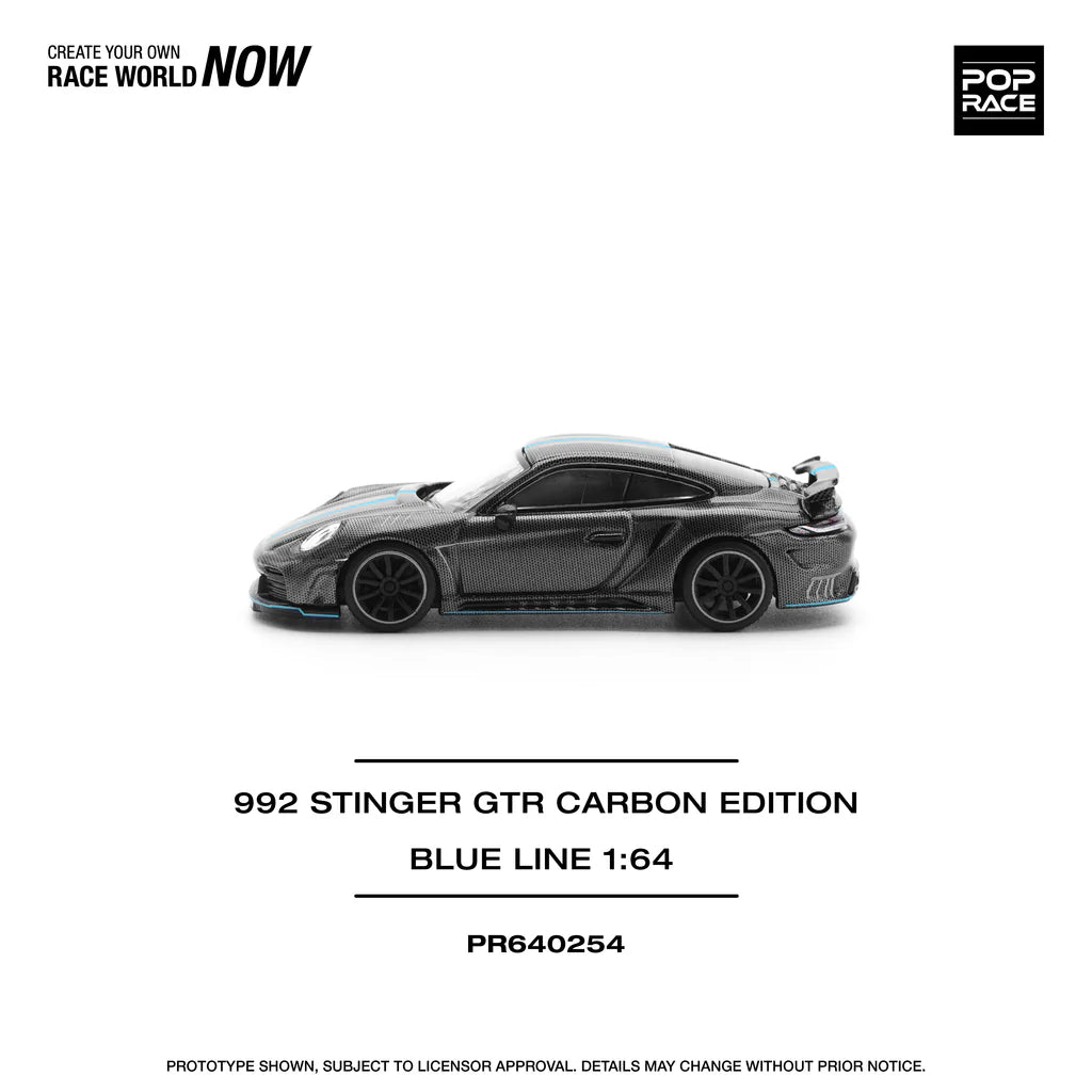 Pop Race Porsche 992 Stinger GTR Carbon Edition Blue Line # 254  1.64