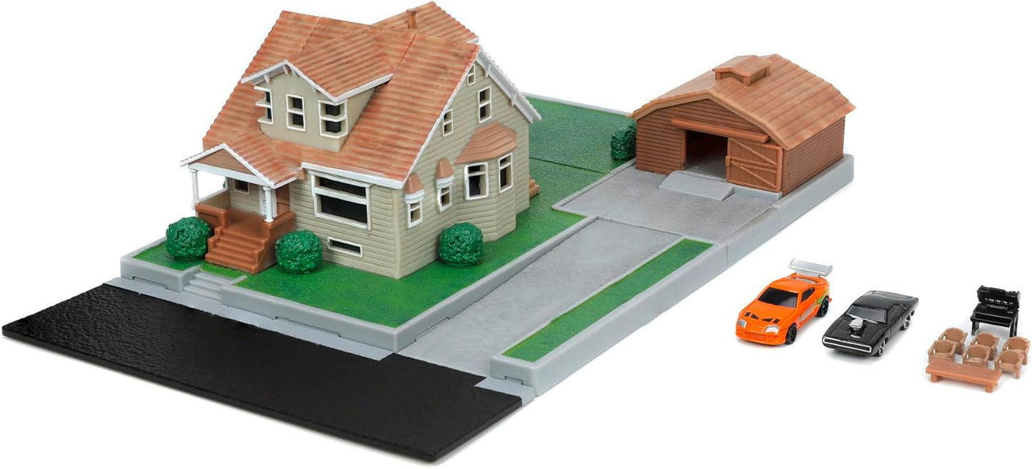 Jada Nano Dom's House Display Diorama Fast And Furious Toreto Charger Supra Diecast Cars