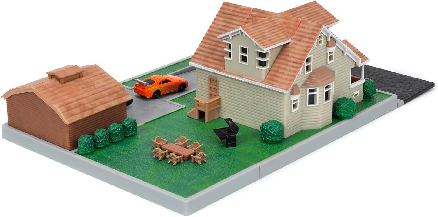 Jada Nano Dom's House Display Diorama Fast And Furious Toreto Charger Supra Diecast Cars