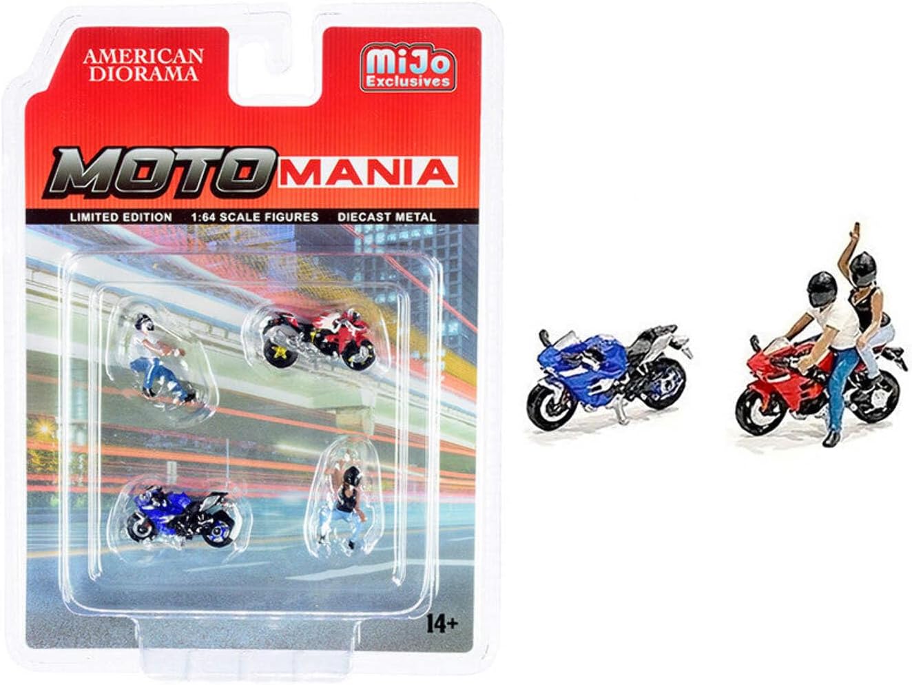American Diorama 1/64 Moto Mania Figure set including 2 bikes Figuras
