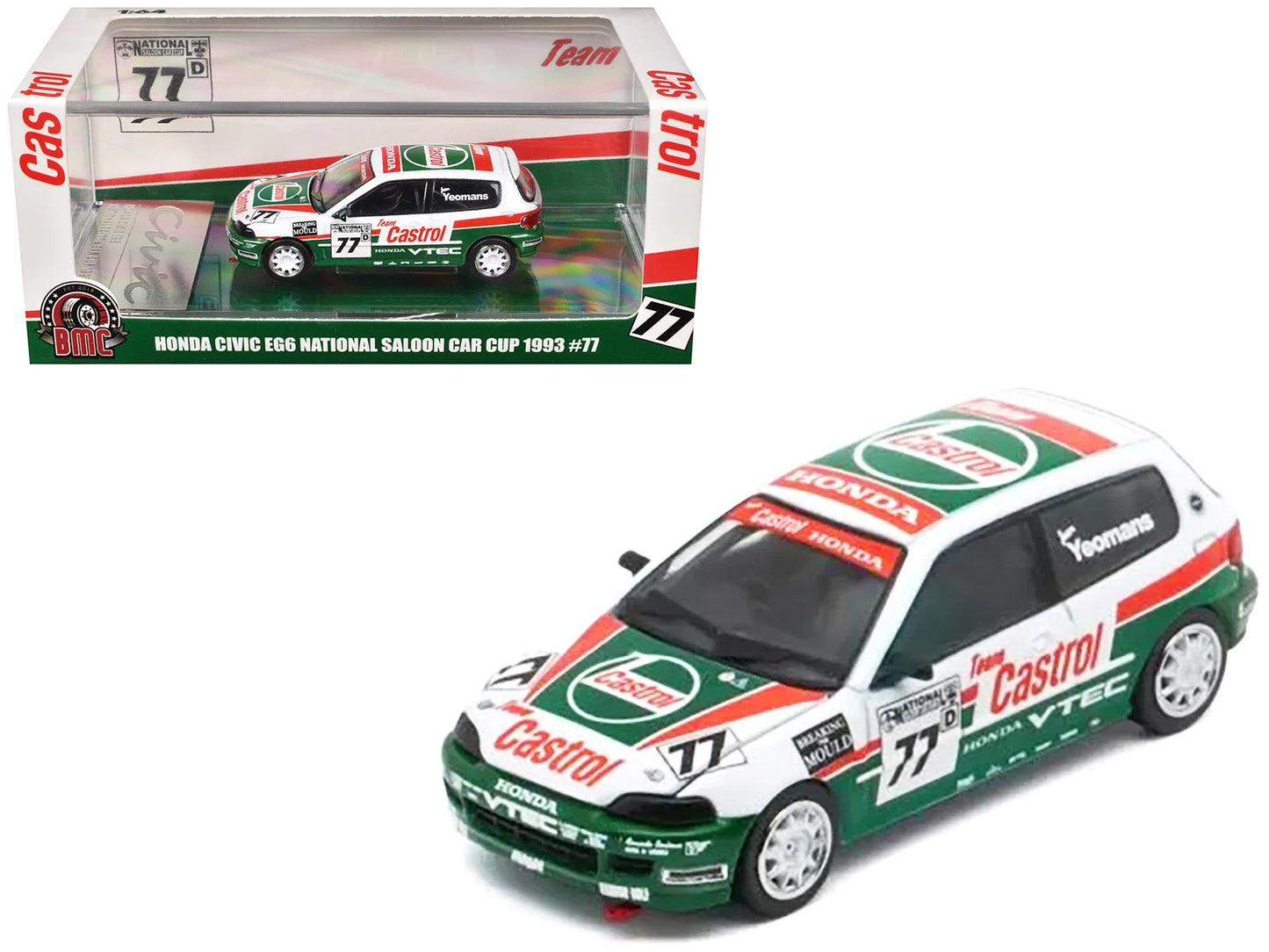 BM Creations 1/64 1993 Honda Civic EG6 #77 Castrol National Saloon Car Cup (RHD) ** Desmontable